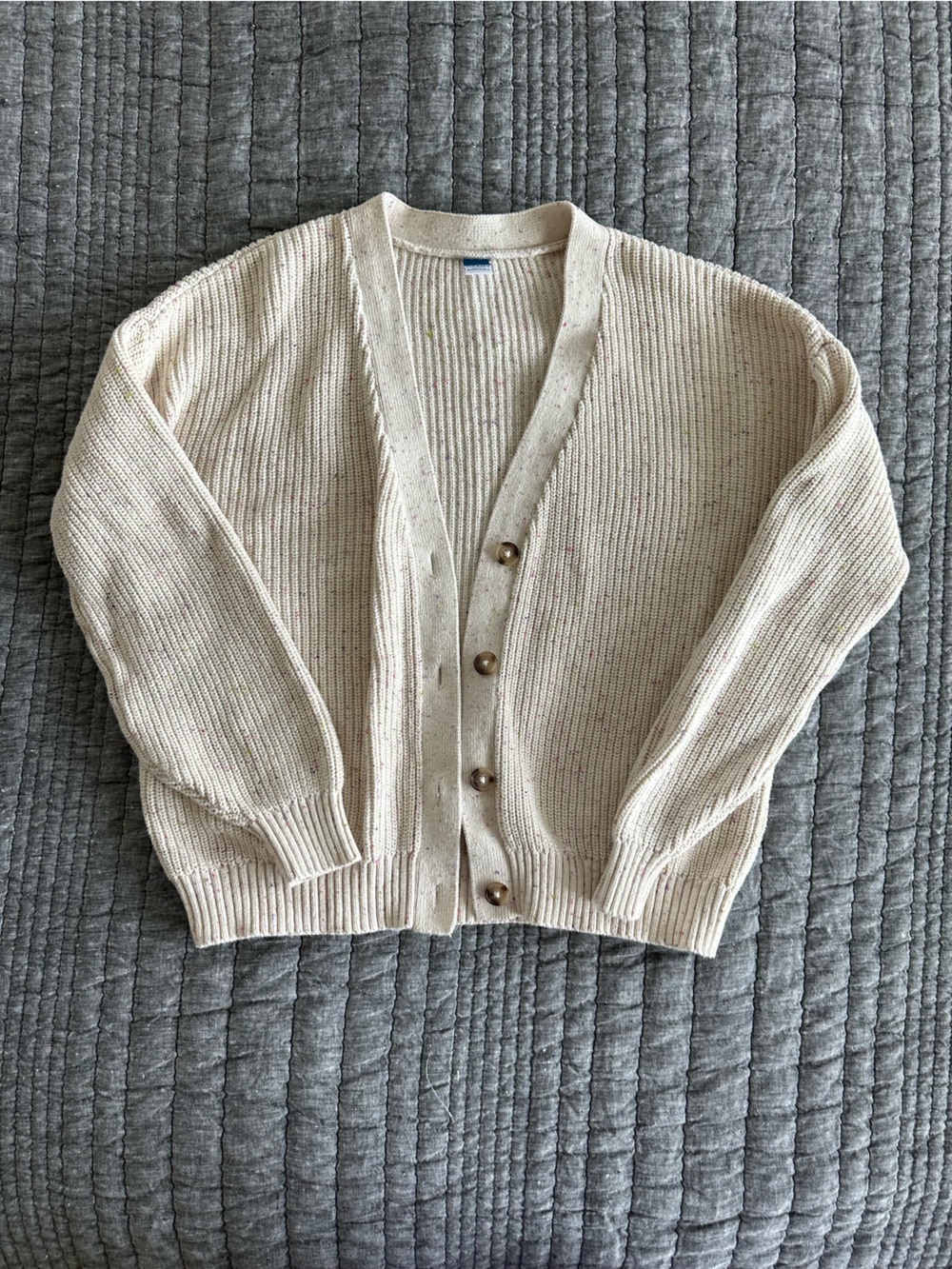 Old Navy Cream Speckled Knit Cardigan kids large